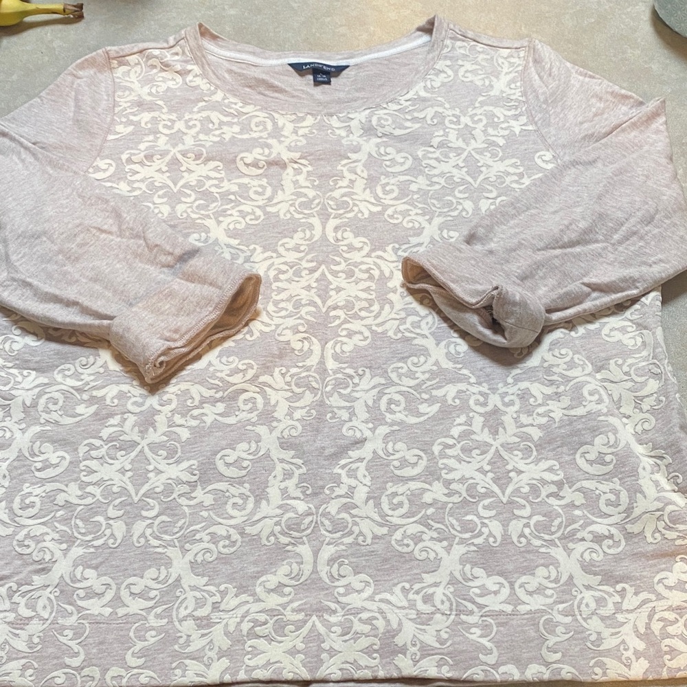 Lands' End Chunky Large Textured Top Gray & White Fall Casual Winter